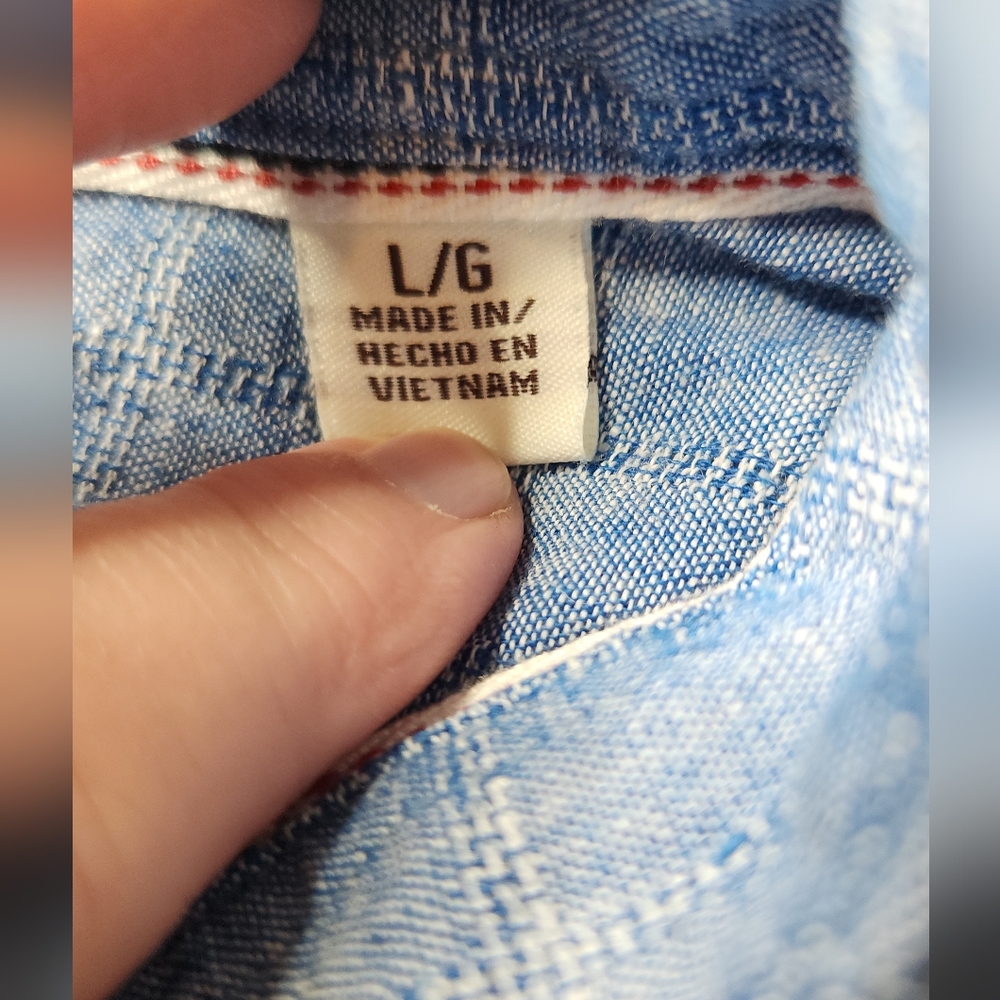 Men's Short Sleeve Linen Blend Blue Shirt - Weatherproof Vintage - L - Picture 8 of 12